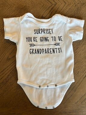 White 'Surprise! You're Going to Be Grandparents!' Baby One-Piece